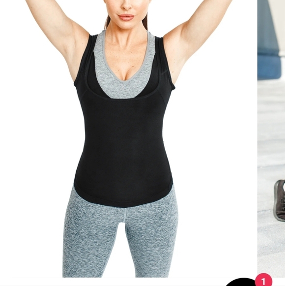 💚5/$25 Sweat Shaper Athletic Tank Black Workout Slimming Size Large XL - Picture 2 of 10